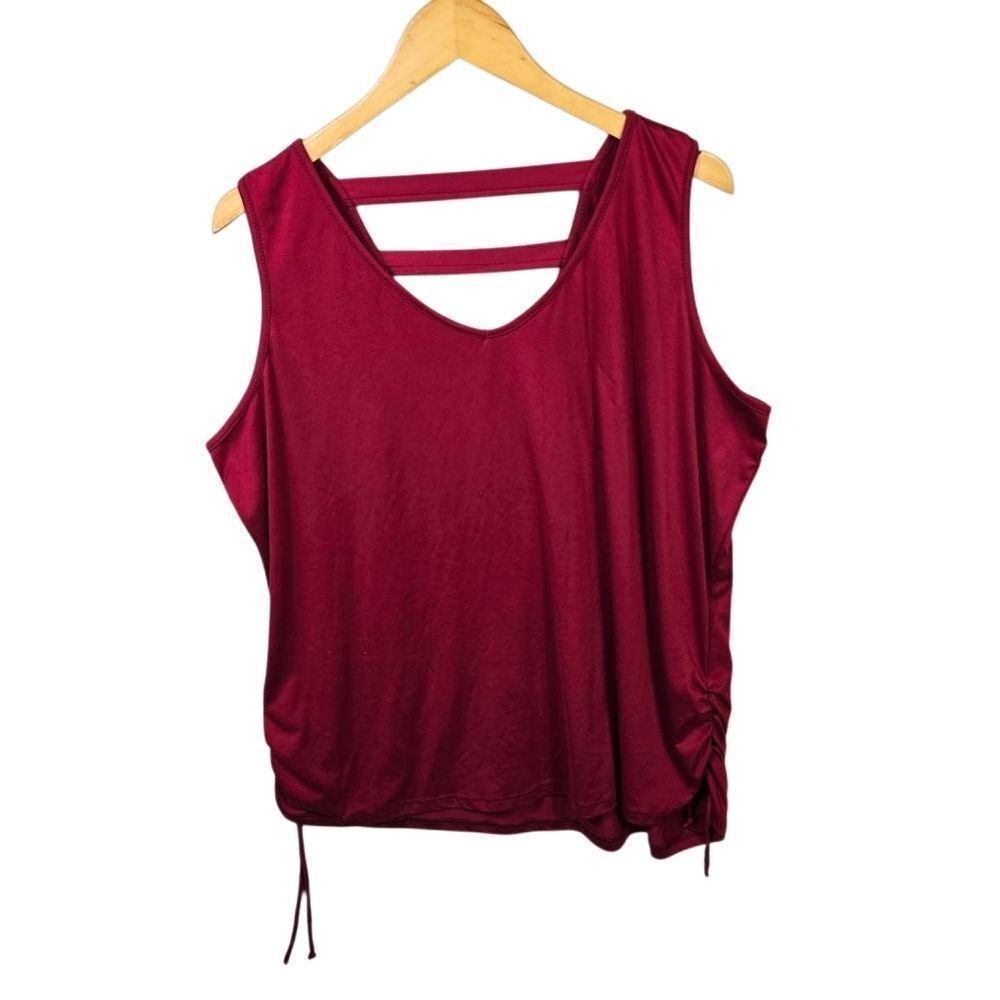 M. Fasis Womens Red V-neck Ladder Back Cutout Stretch Tank Top Shirt Size 3x